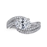 Aiva - 14K White Gold Bypass Oval Diamond Engagement Ring - 0.22 ct