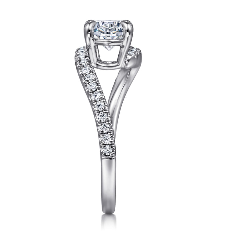 Aiva - 14K White Gold Bypass Oval Diamond Engagement Ring - 0.22 ct - Shot 5