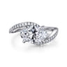 Aiva - 14K White Gold Bypass Oval Diamond Engagement Ring - 0.22 ct