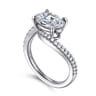 Aiva - 14K White Gold Bypass Oval Diamond Engagement Ring - 0.22 ct