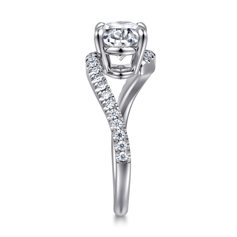 Aiva - 14K White Gold Bypass Oval Diamond Engagement Ring - 0.22 ct - Shot 4