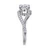 Aiva - 14K White Gold Bypass Oval Diamond Engagement Ring - 0.22 ct