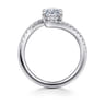 Leina - 14K White Gold Bypass Oval Shape Hidden Halo Diamond Engagement Ring - 0.3 ct