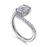 Leina - 14K White Gold Bypass Oval Shape Hidden Halo Diamond Engagement Ring - 0.3 ct