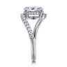 Leina - 14K White Gold Bypass Oval Shape Hidden Halo Diamond Engagement Ring - 0.3 ct