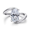 Lidya - 14K White Gold Bypass Oval Diamond Engagement Ring - 0.1 ct