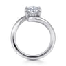 Lidya - 14K White Gold Bypass Oval Diamond Engagement Ring - 0.1 ct