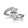 Lidya - 14K White Gold Bypass Oval Diamond Engagement Ring - 0.08 ct