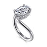 Lidya - 14K White Gold Bypass Oval Diamond Engagement Ring - 0.08 ct