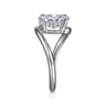Lidya - 14K White Gold Bypass Oval Diamond Engagement Ring - 0.08 ct