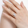 Lidya - 14K White Gold Bypass Oval Diamond Engagement Ring - 0.08 ct