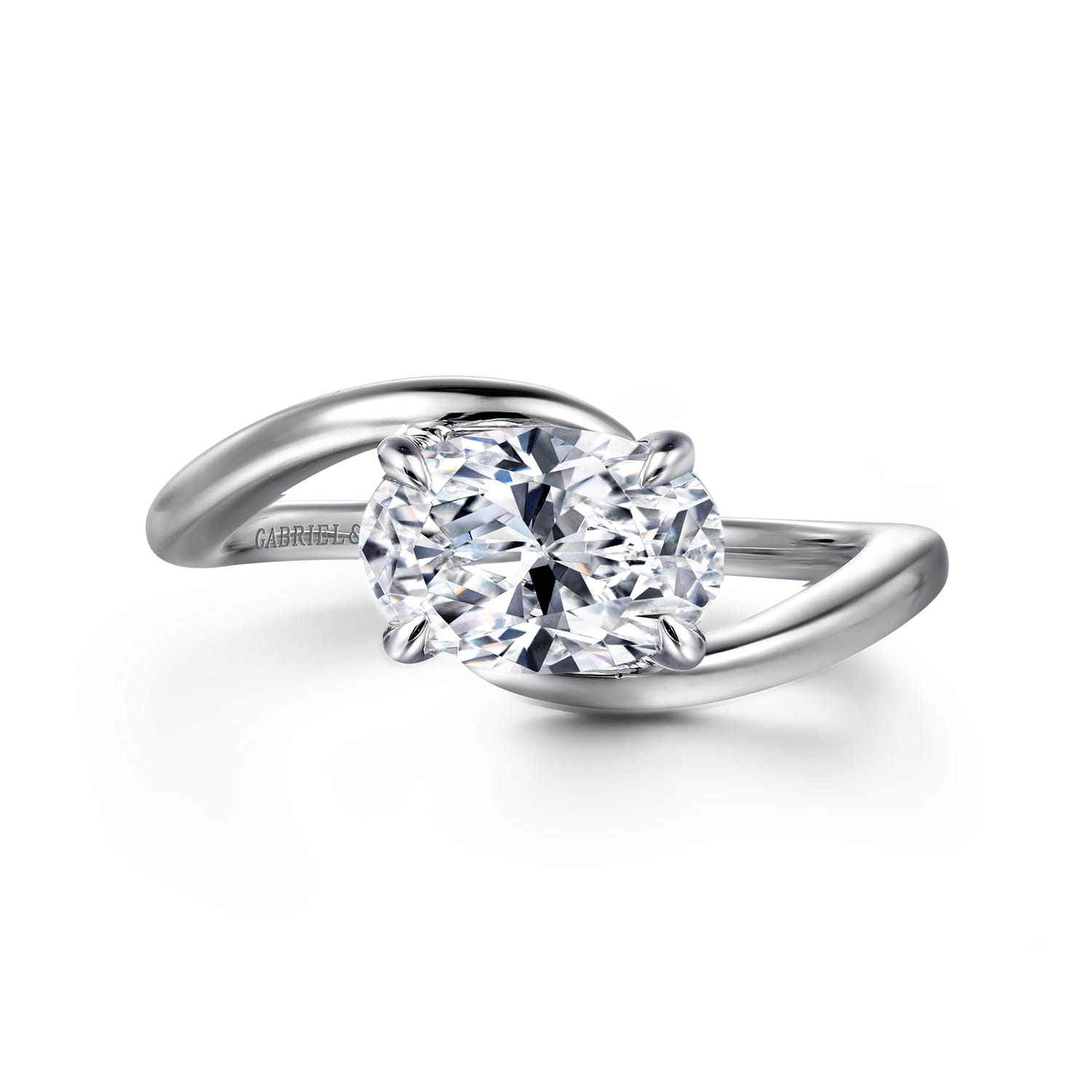 Delphi - 14K White Gold Bypass Oval Diamond Engagement Ring - Shot 1