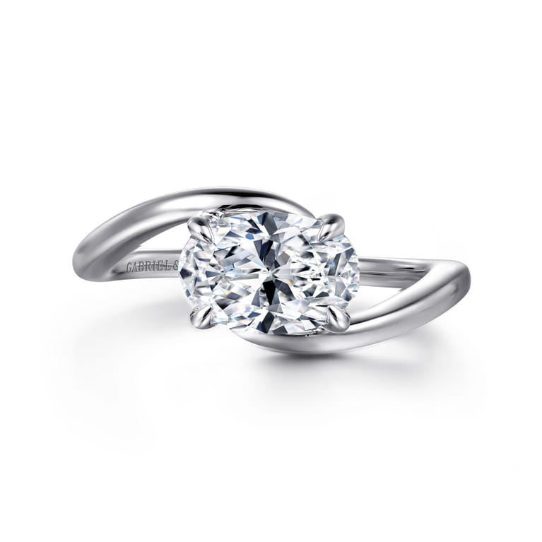 Delphi - 14K White Gold Bypass Oval Diamond Engagement Ring - Shot 1