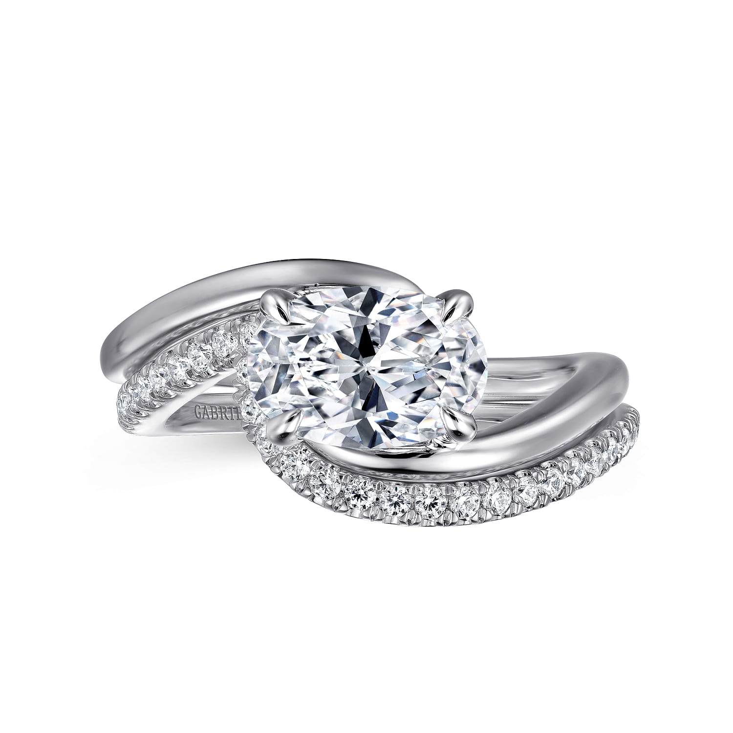 Delphi - 14K White Gold Bypass Oval Diamond Engagement Ring - Shot 4