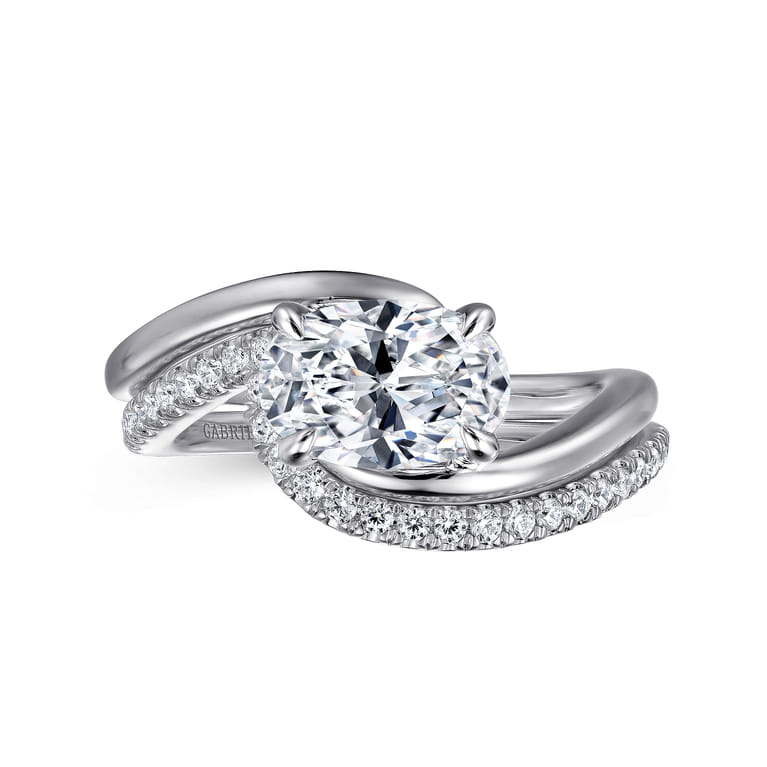 Delphi - 14K White Gold Bypass Oval Diamond Engagement Ring - Shot 4