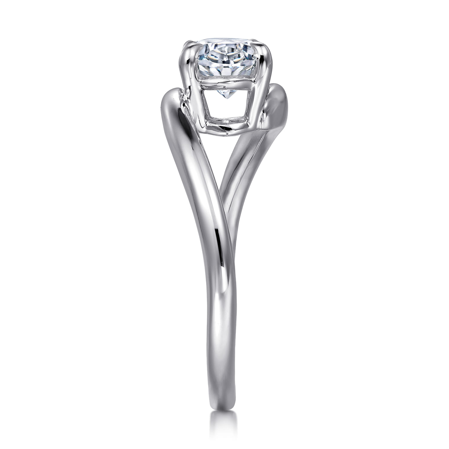 Delphi - 14K White Gold Bypass Oval Diamond Engagement Ring - Shot 5