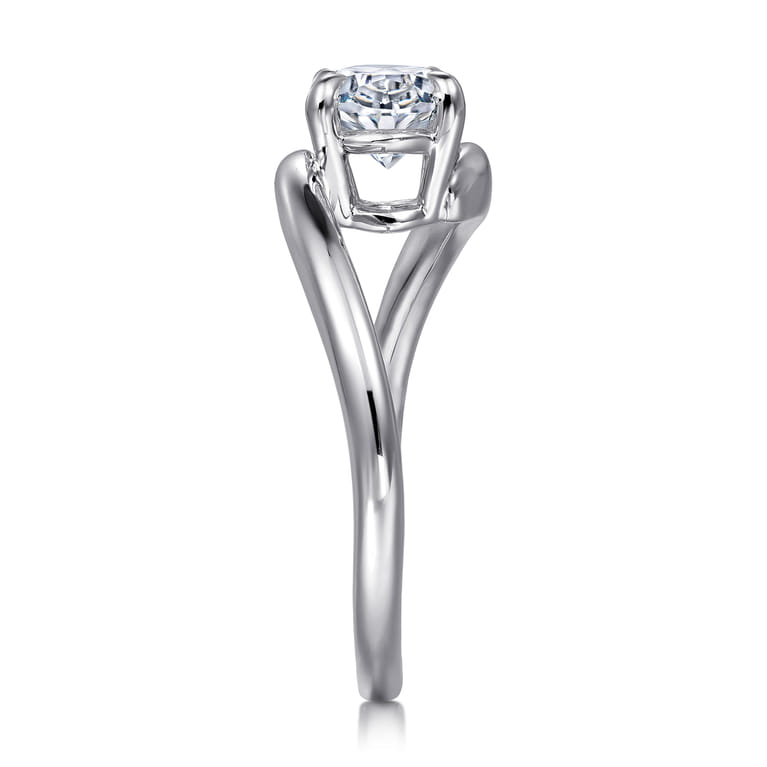 Delphi - 14K White Gold Bypass Oval Diamond Engagement Ring - Shot 5