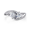 Aiva - 14K White Gold Bypass Pear Shape Diamond Engagement Ring - 0.22 ct