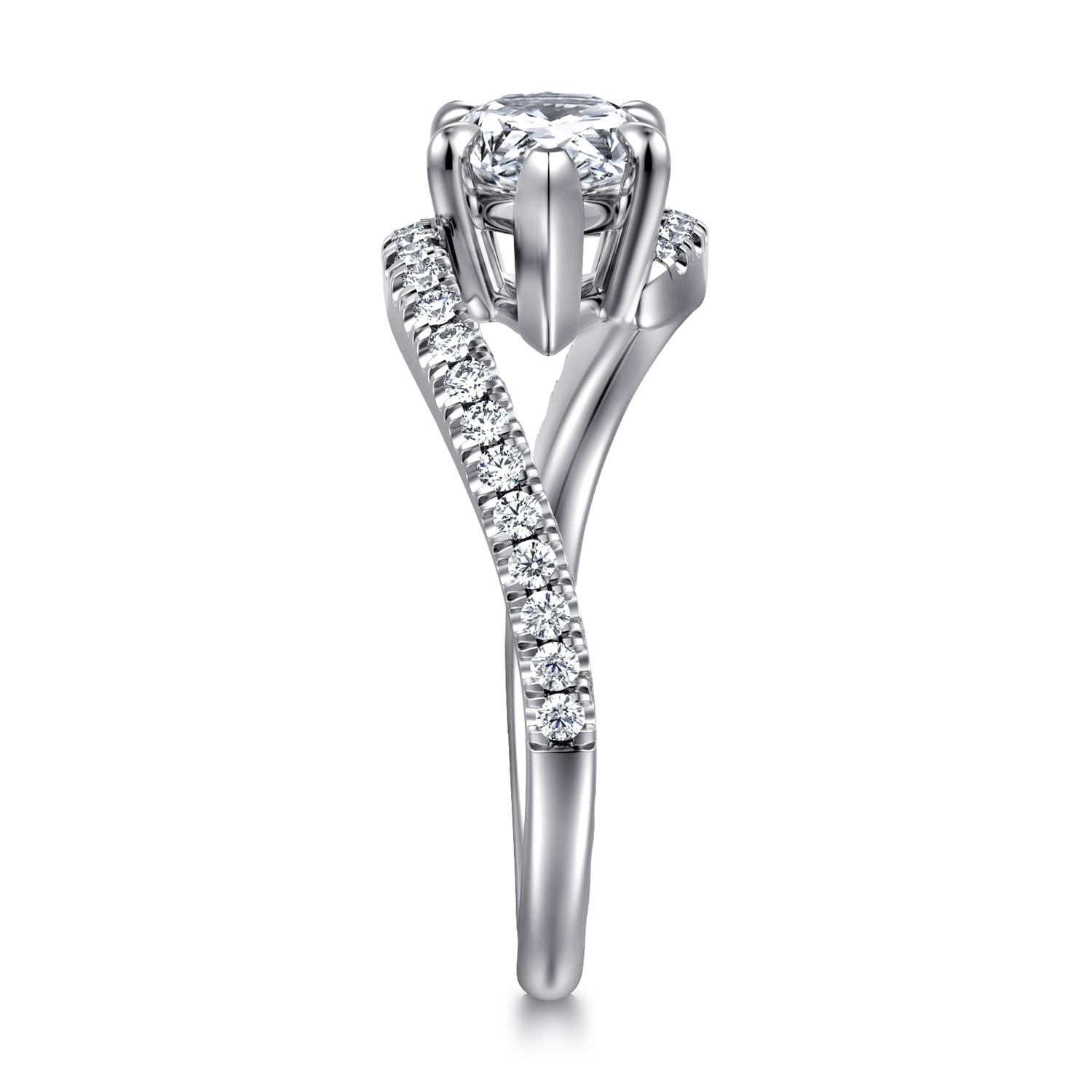 Aiva - 14K White Gold Bypass Pear Shape Diamond Engagement Ring - 0.22 ct - Shot 4