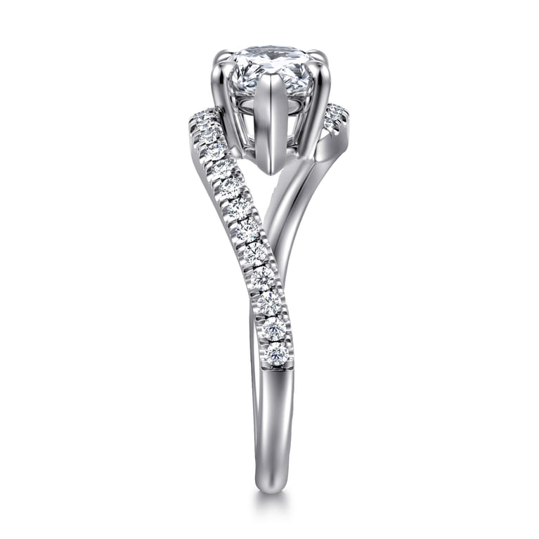 Aiva - 14K White Gold Bypass Pear Shape Diamond Engagement Ring - 0.22 ct - Shot 4