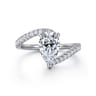 Leina - 14K White Gold Bypass Pear Shape Hidden Halo Diamond Engagement Ring - 0.3 ct