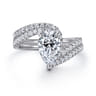 Leina - 14K White Gold Bypass Pear Shape Hidden Halo Diamond Engagement Ring - 0.3 ct