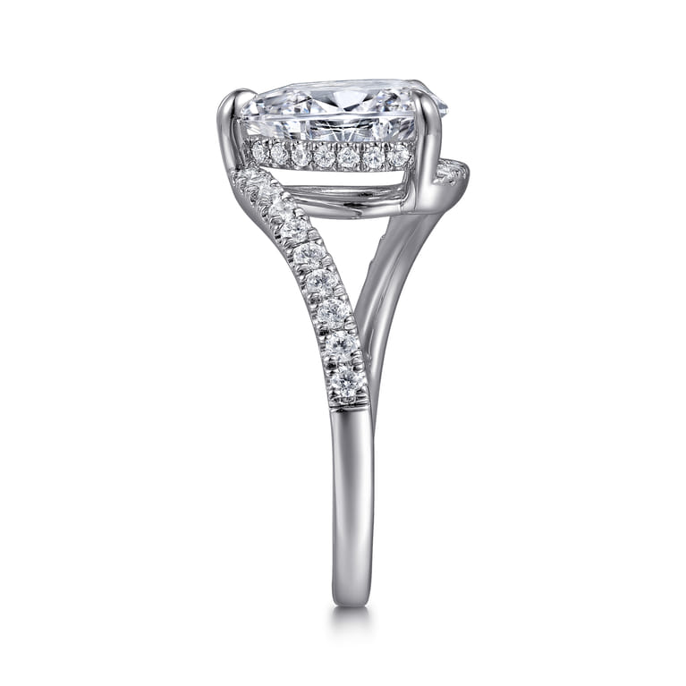 Leina - 14K White Gold Bypass Pear Shape Hidden Halo Diamond Engagement Ring - 0.3 ct - Shot 5
