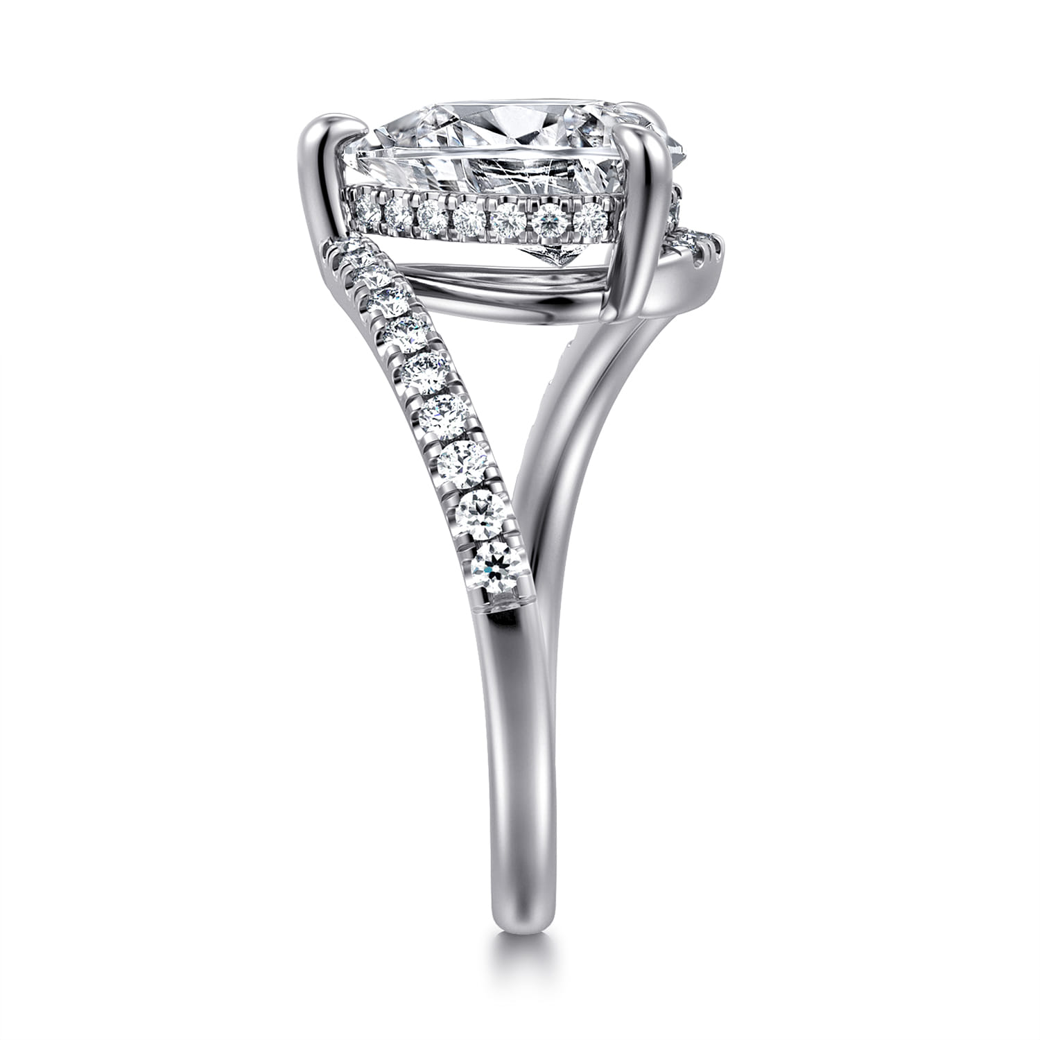 Leina - 14K White Gold Pear Shape Hidden Halo Bypass Engagement Ring - 0.3 ct - Shot 4