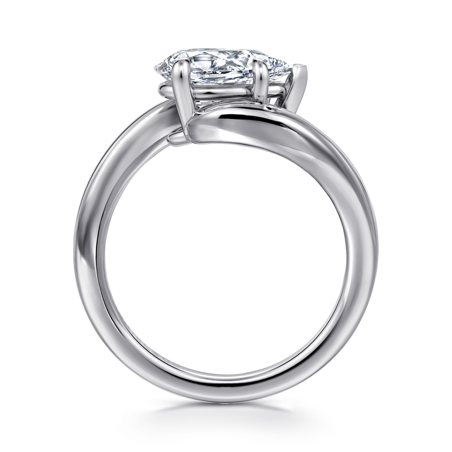 Delphi - 14K White Gold Bypass Pear Shape Diamond Engagement Ring - Shot 2