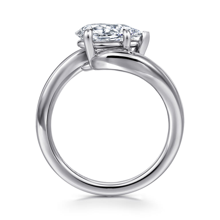 Delphi - 14K White Gold Bypass Pear Shape Diamond Engagement Ring - Shot 2