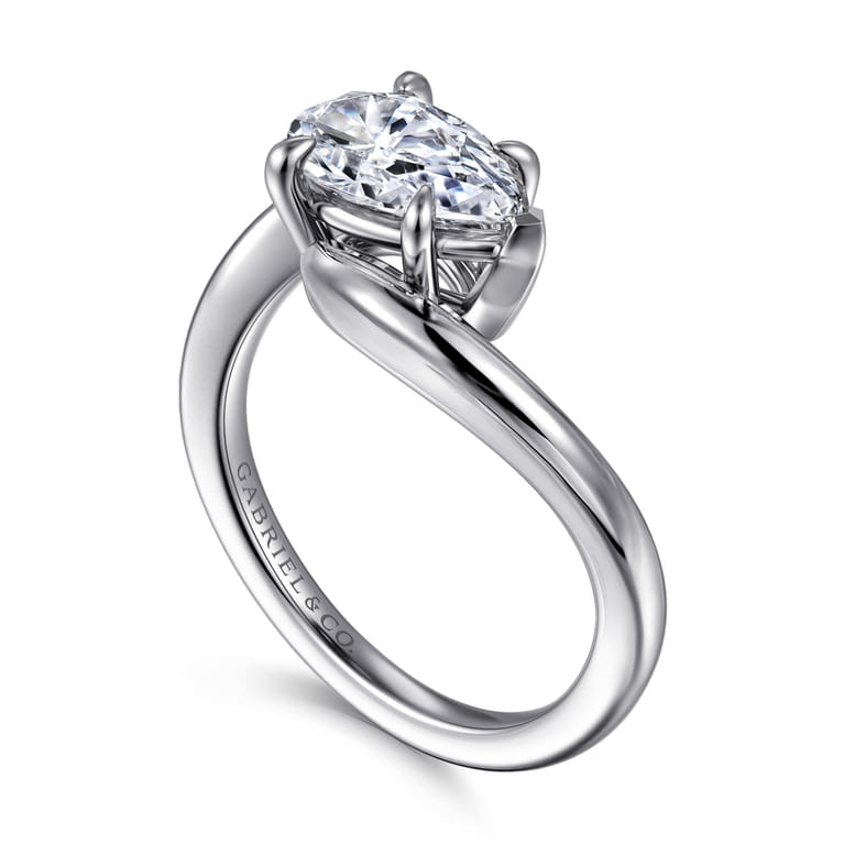 Delphi - 14K White Gold Bypass Pear Shape Diamond Engagement Ring - Shot 3