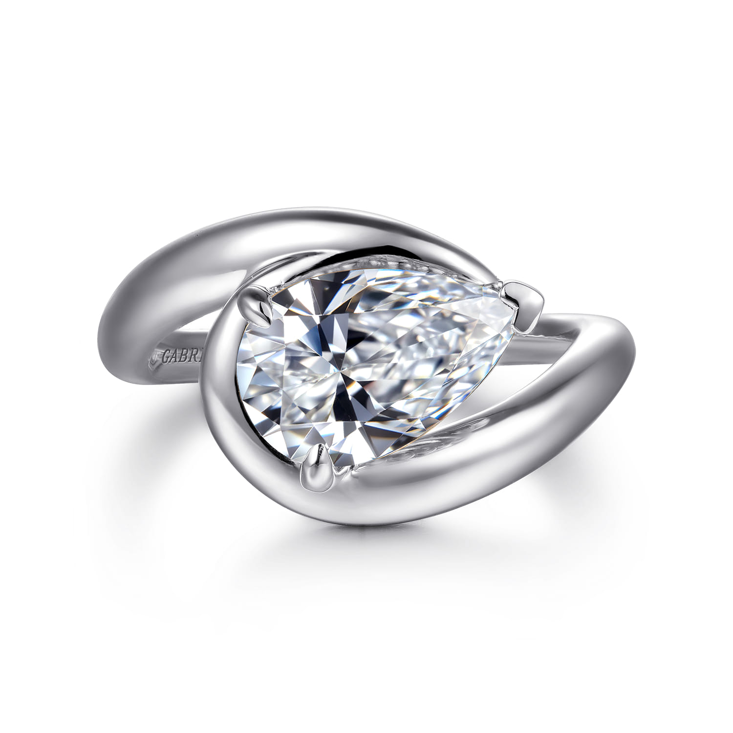 Chapelle - 14K White Gold Bypass Pear Shape Diamond Engagement Ring - Shot 1