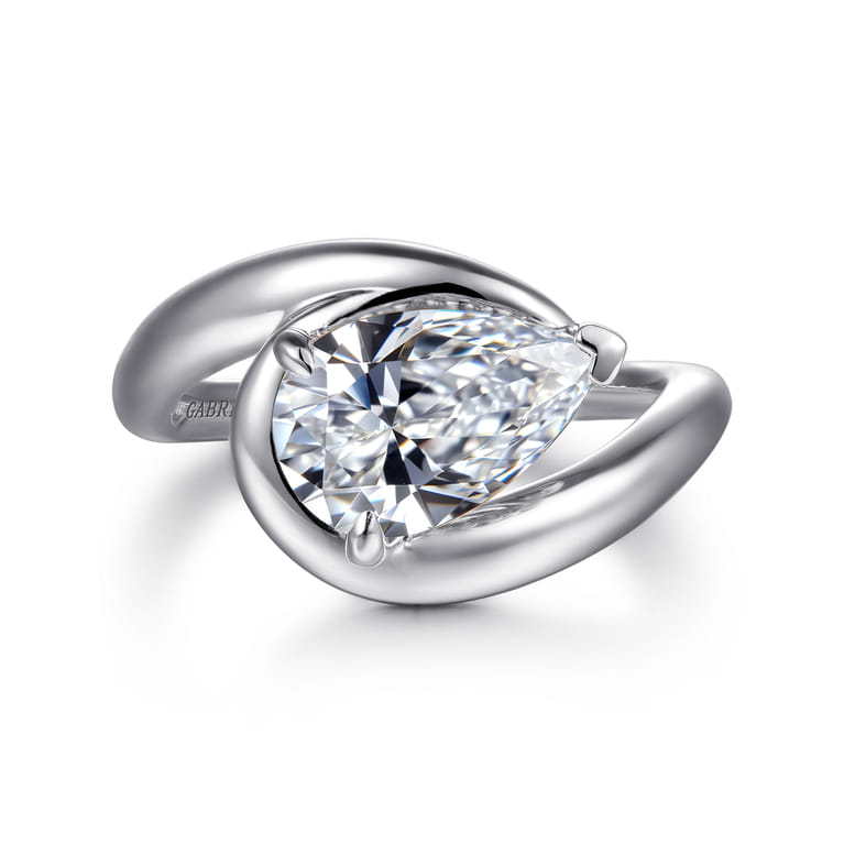 Chapelle - 14K White Gold Bypass Pear Shape Diamond Engagement Ring - Shot 1