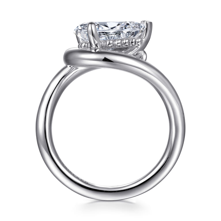 Chapelle - 14K White Gold Bypass Pear Shape Diamond Engagement Ring - Shot 2
