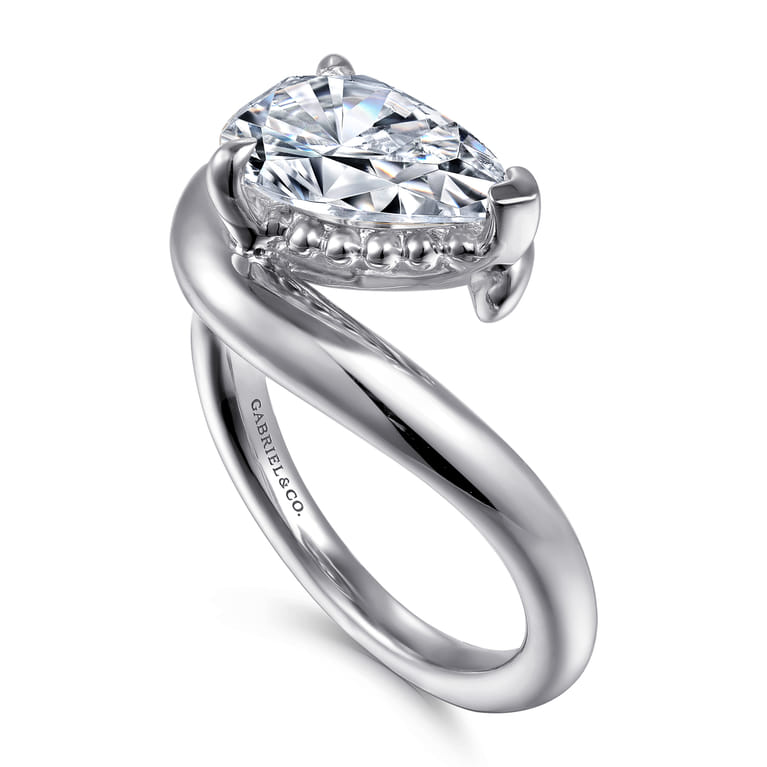 Chapelle - 14K White Gold Bypass Pear Shape Diamond Engagement Ring - Shot 3