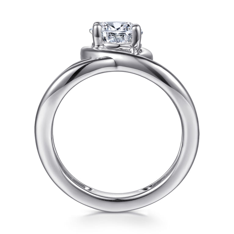 Dottie - 14K White Gold Bezel Prong Bypass Pear Shape Diamond Engagement Ring - Shot 2
