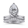 Dottie - 14K White Gold Bezel Prong Bypass Pear Shape Diamond Engagement Ring