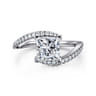 Aiva - 14K White Gold Bypass Princess Cut Diamond Engagement Ring - 0.22 ct