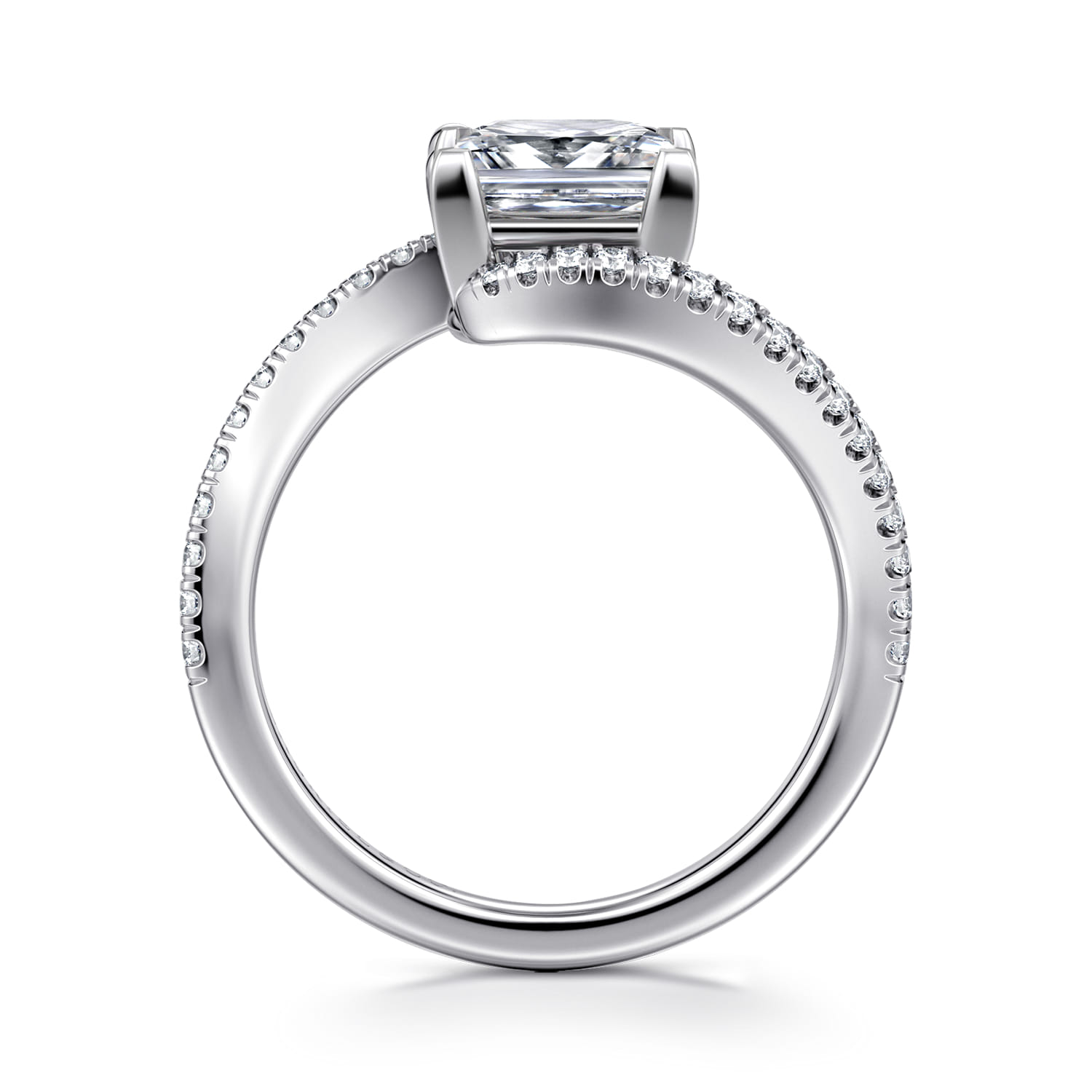 Aiva - 14K White Gold Bypass Princess Cut Diamond Engagement Ring - 0.22 ct - Shot 2