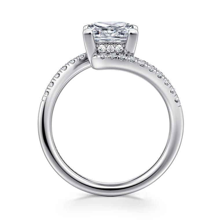 Leina - 14K White Gold Princess Hidden Halo Diamond Engagement Ring - 0.25 ct - Shot 2