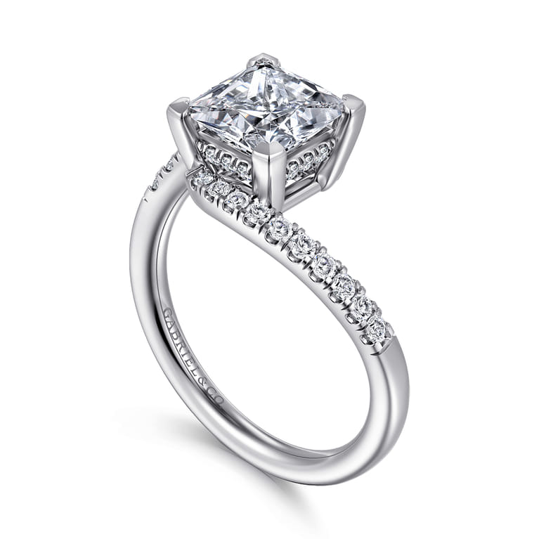 Leina - 14K White Gold Princess Hidden Halo Diamond Engagement Ring - 0.25 ct - Shot 3