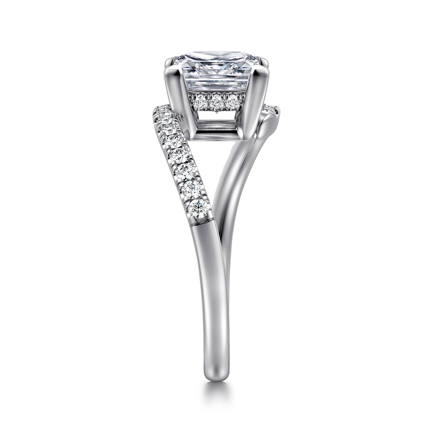 Leina - 14K White Gold Princess Hidden Halo Diamond Engagement Ring - 0.25 ct - Shot 4