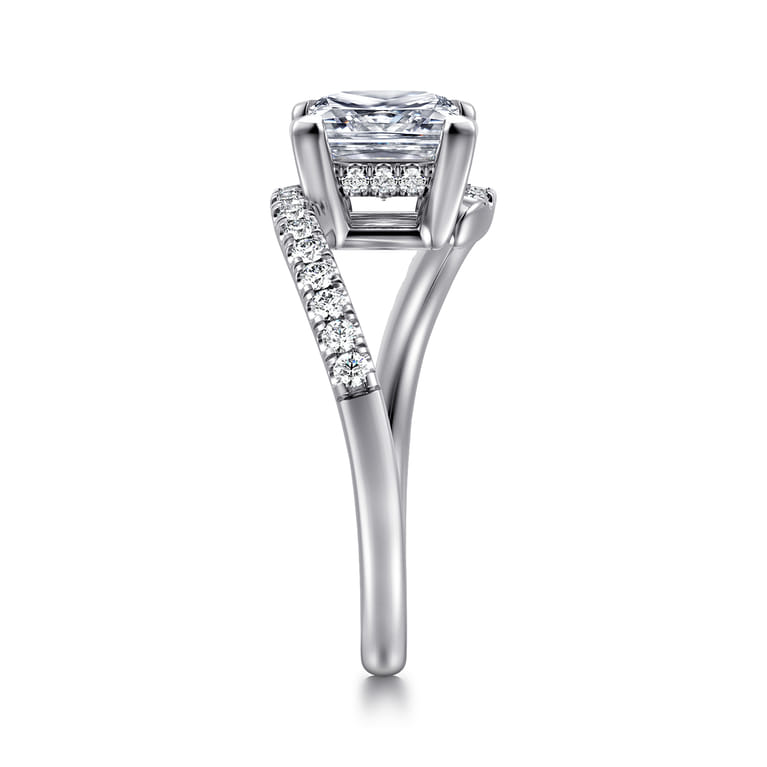 Leina - 14K White Gold Princess Hidden Halo Diamond Engagement Ring - 0.25 ct - Shot 4