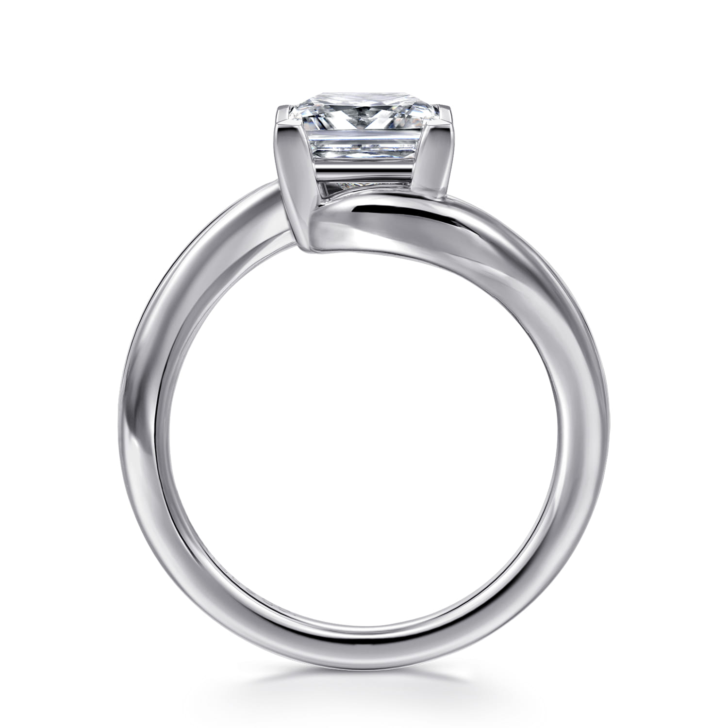 Delphi - 14K White Gold Bypass Princess Cut Diamond Engagement Ring - Shot 2