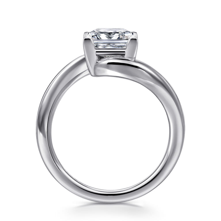 Delphi - 14K White Gold Bypass Princess Cut Diamond Engagement Ring - Shot 2