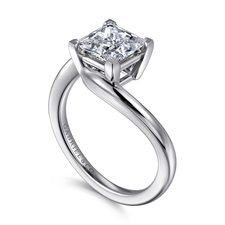Delphi - 14K White Gold Bypass Princess Cut Diamond Engagement Ring - Shot 3
