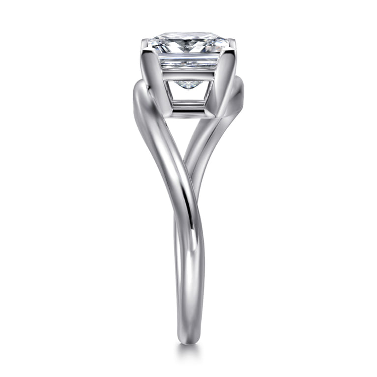 Delphi - 14K White Gold Bypass Princess Cut Diamond Engagement Ring - Shot 4
