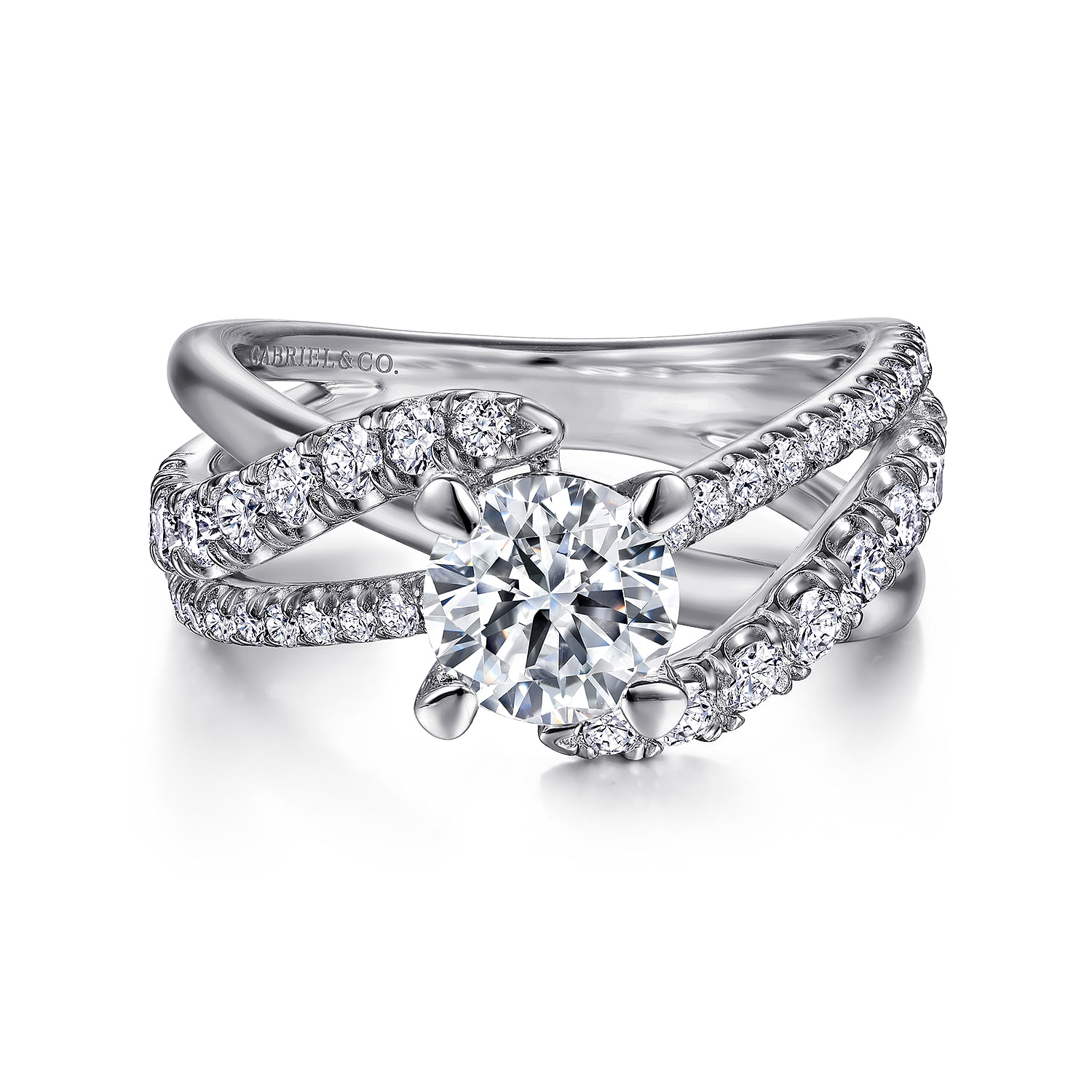 Round Bypass Ring in 14k White Gold | Gabriel & Co
