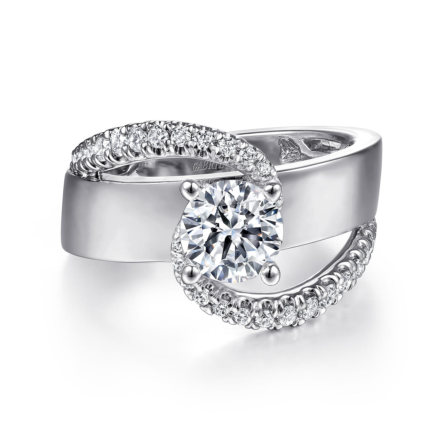 Emerie - 14K White Gold Round Diamond Engagement Ring - 0.43 ct - Shot 1