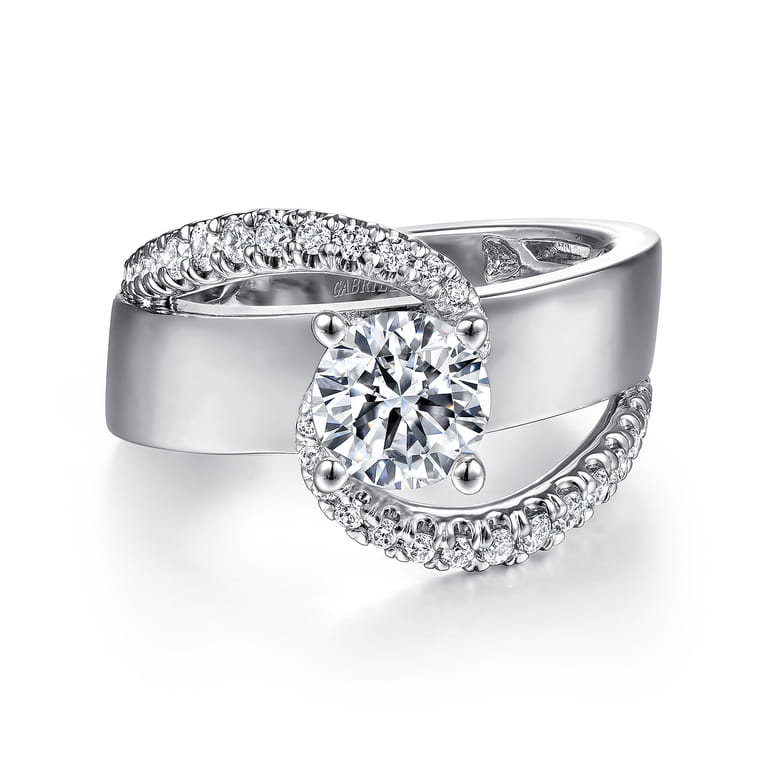 Emerie - 14K White Gold Round Diamond Engagement Ring - 0.43 ct - Shot 1